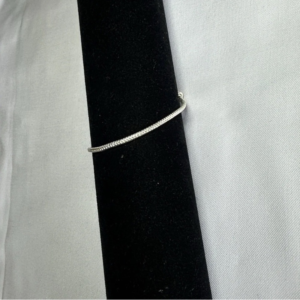 Sterling Silver Textured Bangle Bracelet - Silver